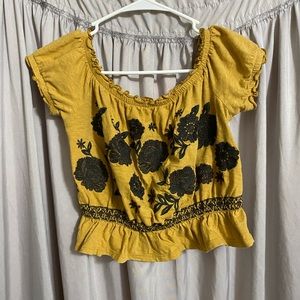 American Eagle off the shoulder smocked crop top